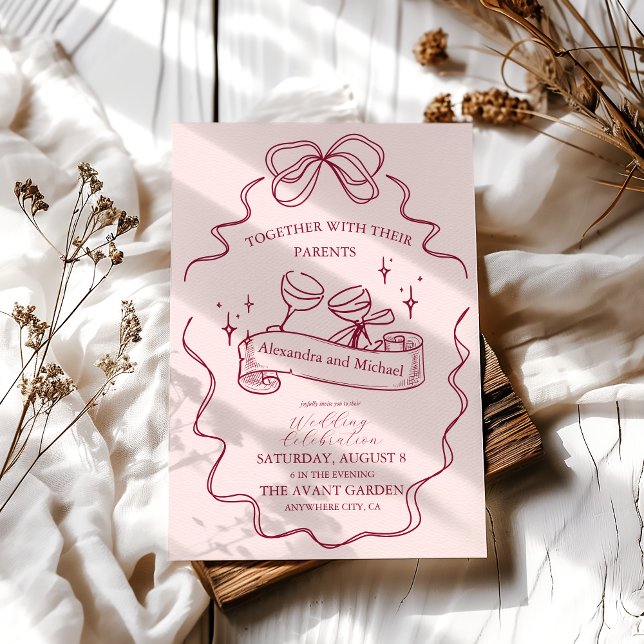 Invitation Quirky Bow Mariage manuscrit (Créateur téléchargé)