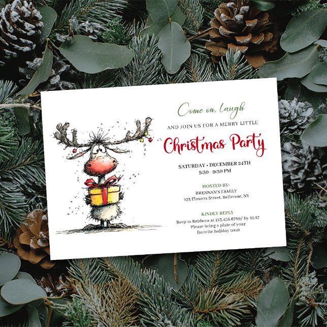 Invitation Quirky cartoon reindeer Christmas party invite (Quirky cartoon reindeer Christmas party invite

)