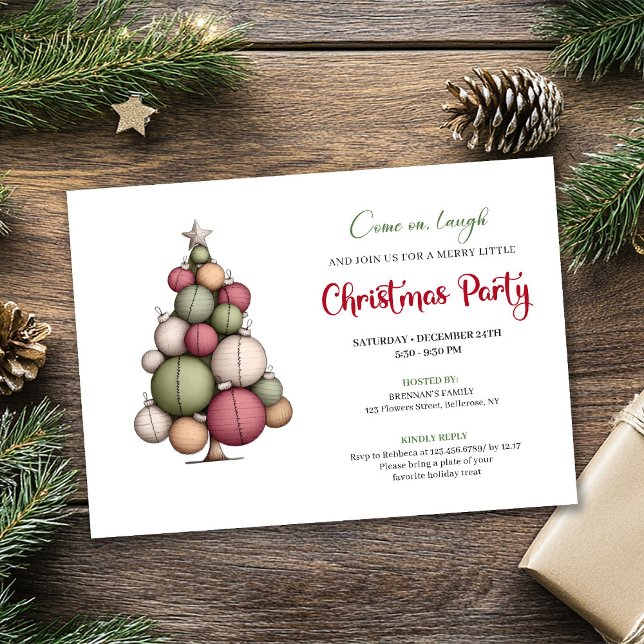 Invitation Quirky Christmas Tree Watercolor Holiday Invite (Quirky Christmas Tree Watercolor Holiday Invite)