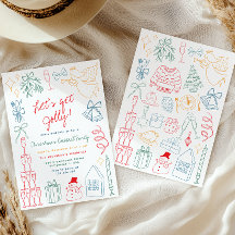Quirky Colorful Christmas Cocktail Party Doodle