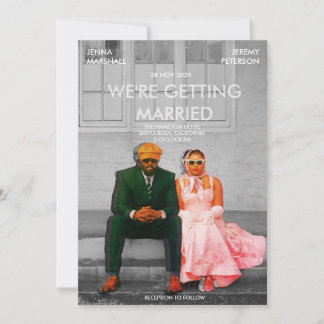 Invitation Quirky Cute Retro Movie Poster Photo Wedding