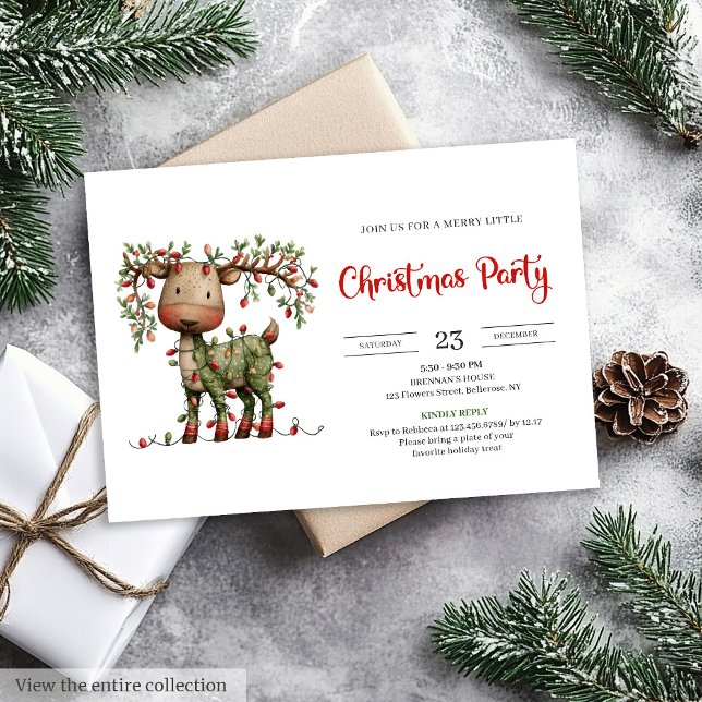 Invitation Quirky Reindeer funny modern Christmas celebration (Quirky Reindeer funny modern Christmas celebration)