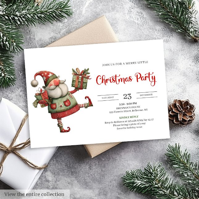Invitation Quirky Santa Watercolor Kids Celebration Party  (Quirky Santa Watercolor Kids Celebration Party Invite

)