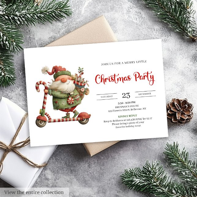 Invitation Quirky Santa Watercolor Scandinavian Party Invites (Quirky Santa Watercolor Scandinavian Party Invitation

)