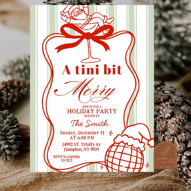 Invitation Quirky Stripes Holiday Martini (Créateur téléchargé)