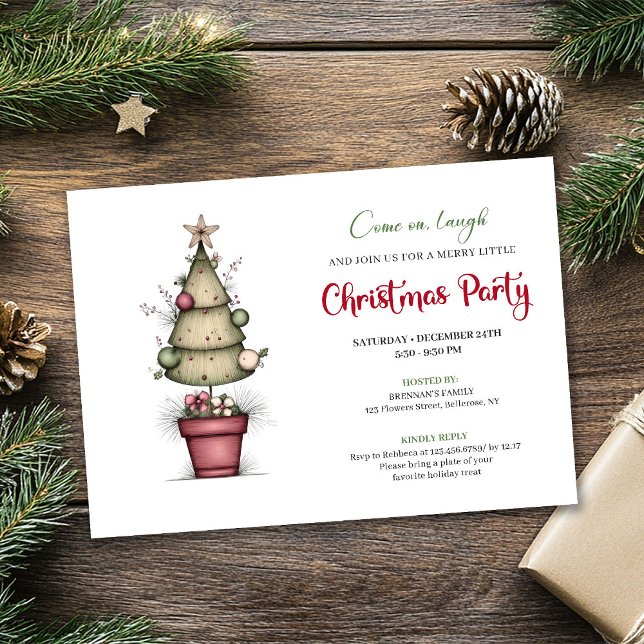 Invitation Quirky watercolor tree chic Christmas celebration (Quirky watercolor tree chic Christmas celebration)