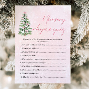 Invitation Quiz de comptines de Noël aux rubans roses pour Ba