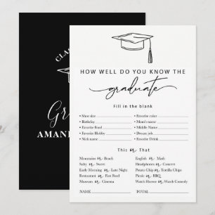 Invitation Quiz du Jeu de Graduation Personnalisé