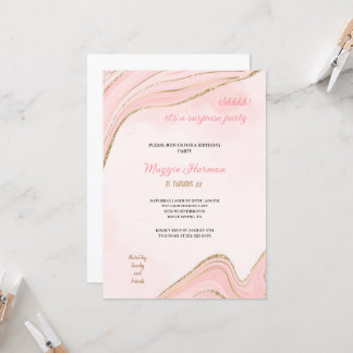 Invitation quoi c'est une surprise simple fête rose anniversa