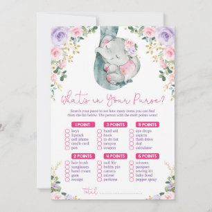 Invitation Qu'y a-t-il dans votre jeu Baby shower Eléphant Pu
