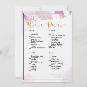 Invitation Qu'y a-t-il dans votre sac à main Fête des mariées