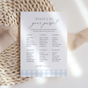 Invitation Qu'y a-t-il dans votre sac bleu En vichy Baby show