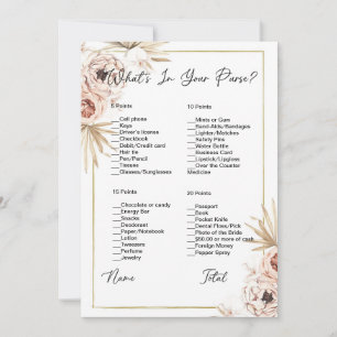 Invitation Qu'y a-t-il dans votre sac Mariage Bohème Floral S