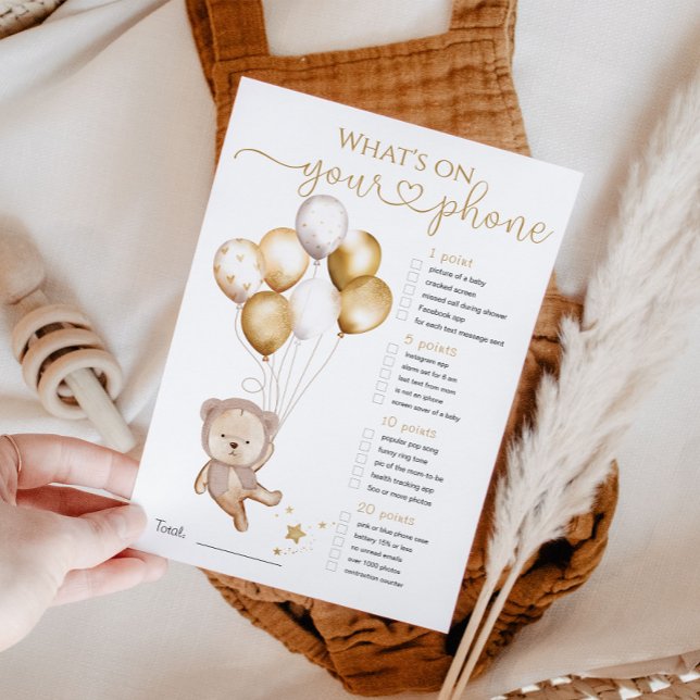 Invitation Qu'y a-t-il sur votre téléphone Bear Balloon Baby  (Créateur téléchargé)