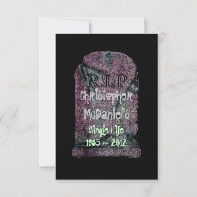 Invitation "R.I.P Single Life" - Bachelor Party (Devant)
