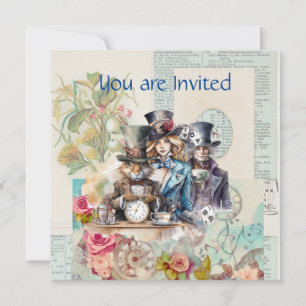 Invitation Rabbit, Alice et Hatter en chapeaux supérieurs
