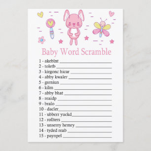 Invitation Rabbit rose Bébé Mot Débauche Jeu