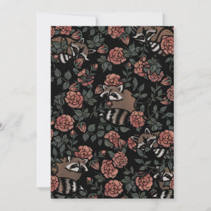 Invitation Raccoons Rose vintage Dusty