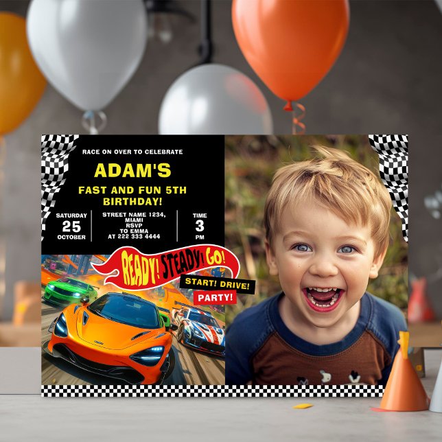 Invitation Race Car Anniversaire Fun (Créateur téléchargé)