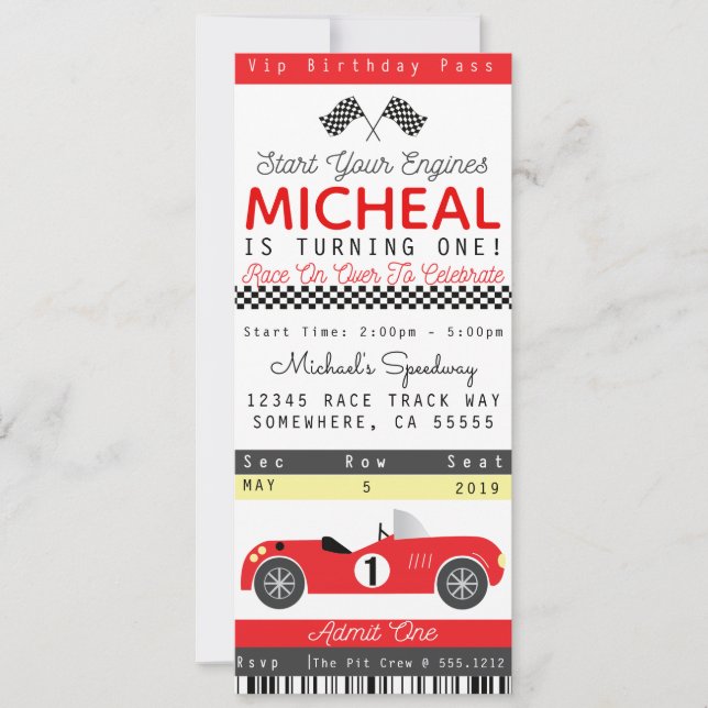 INVITATION RACE CAR PARTY (Devant)