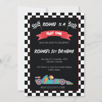 Invitation Race Car Racing Kid's Birthday Theme