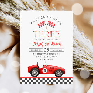 Invitation Race Car Red Racing Boy 3e anniversaire