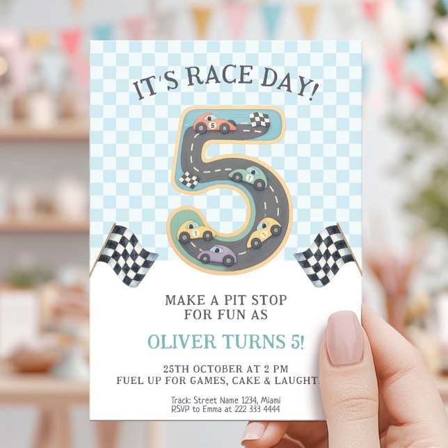Invitation Race Day Fifth Birthday (Créateur téléchargé)