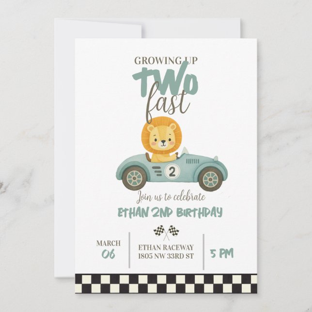 Invitation Race On Over – Car-Themed Birthday Invite (Devant)