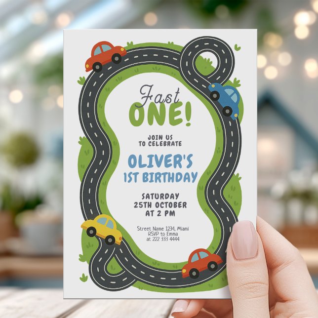 Invitation Race Track First Birthday (Créateur téléchargé)