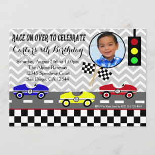 invitation racecar d'anniversaire de garçon de