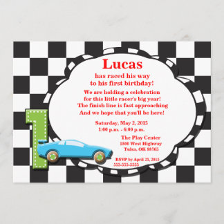 Invitation Racecar de premier anniversaire, à dami