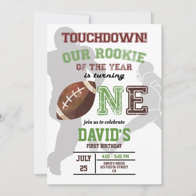 Invitation Racine de l'année Premier anniversaire de football (Devant)