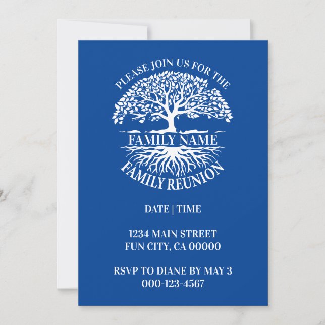 Invitation Racines familiales Réunion Famille Arbre familial  (Devant)