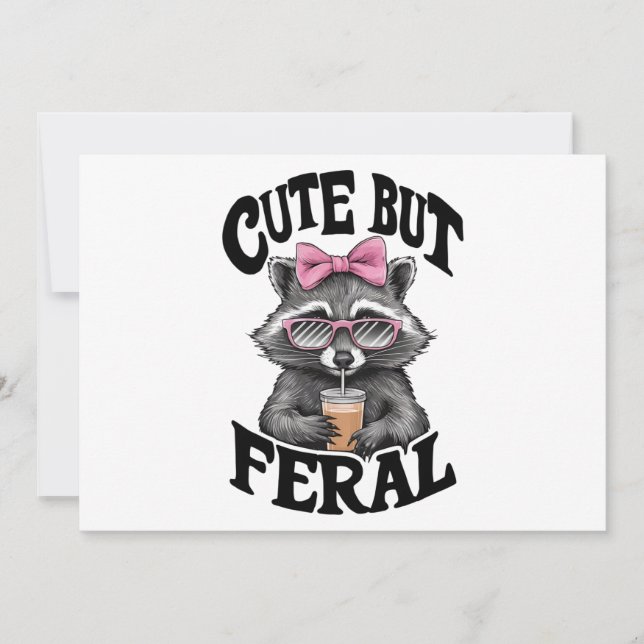 Invitation Racoon Mignonne Mais Feral Avec Lunettes De Soleil (Devant)
