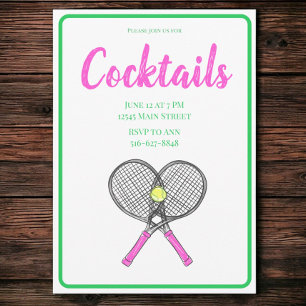 Invitation Racquettes de Tennis Rose Prépa Cocktail Party