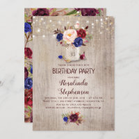 Radial Floral Mason Jar Rustique Anniversaire