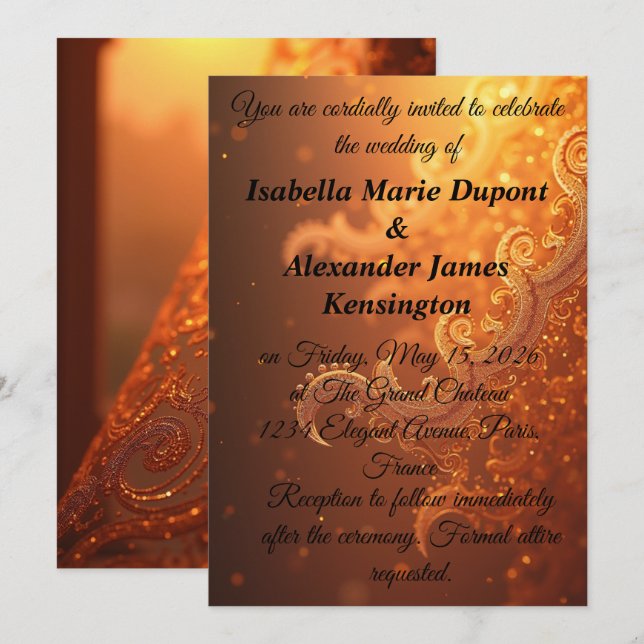 Invitation Radiance ornée d'or : Abstraites persiennes (Devant / Derrière)