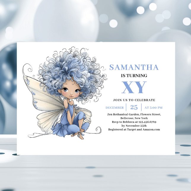 Invitation Radiant Blue Fairy Girl 1st Birthday Magic invites (Radiant Blue Fairy Girl 1st Birthday Magic invitation)