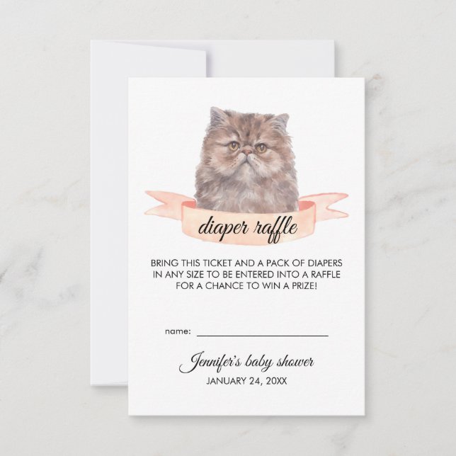 Invitation Raffin de couche de chat persan (Devant)