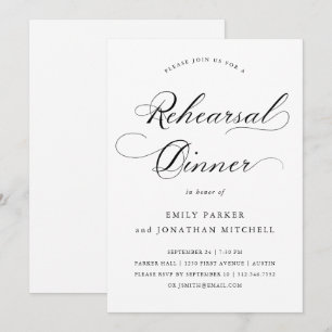 Invitation Raffiné   Dîner de répétition Mariage de calligrap