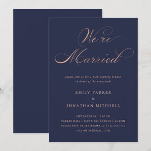 Invitation Raffiné Faux Rose Gold Post-Mariage Brunch