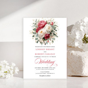 Invitation raffinée de Bohême rouge rubis or blanc