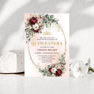 Invitation raffinée de Quinceañera aux fleurs de M