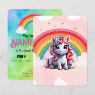 Invitation Rainbow Anniversaire de la Unicorne, ca