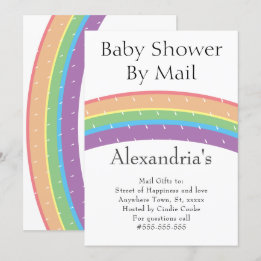Invitation Rainbow Baby shower neutre par sexe par courrier