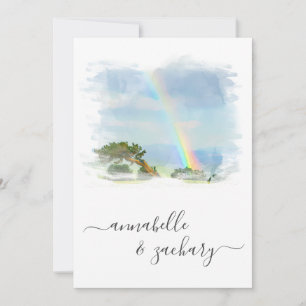 Invitation *~* Rainbow Beach Ocean + RSVP - QR AR11 Mariage