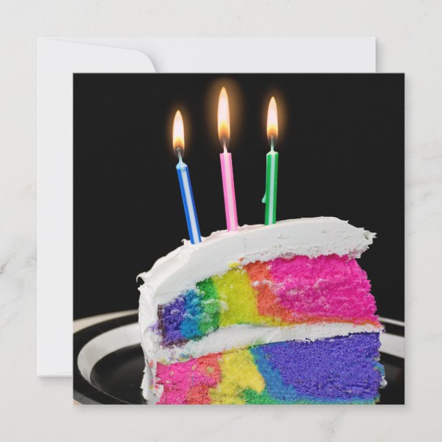 Invitation Rainbow Birthday Cake Party (Devant)