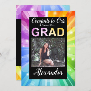 Invitation Rainbow Bokeh Bubble Art Photo Graduation