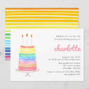 Invitation Rainbow Cake Anniversaire de enfant Party
