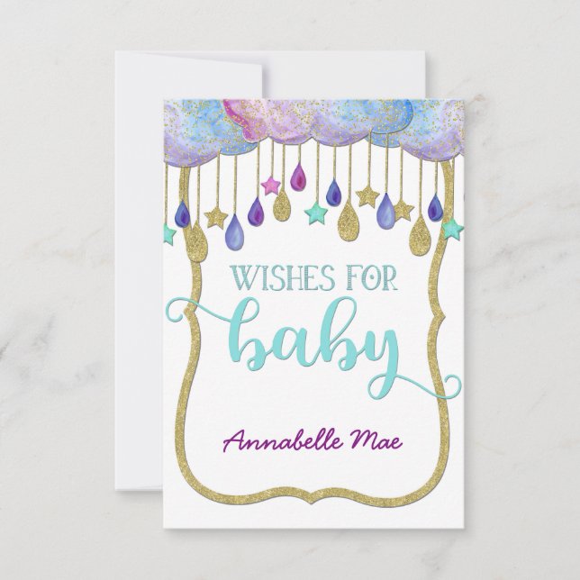 Invitation Rainbow Cloud Gold Parties scintillant des souhait (Devant)